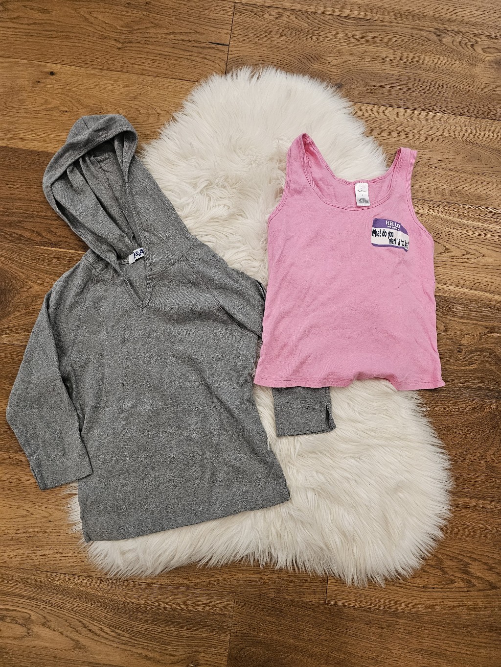 Vintage Pink Tank Top & Gray Hooded Pullover Set